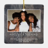 ウッドメリー素朴クリスマスの台本の家族の写真 セラミックオーナメント (裏面)