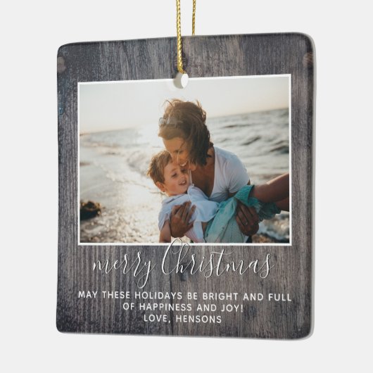 ウッドメリー素朴クリスマスの台本ファミリー写真Ce セラミックオーナメント (左)