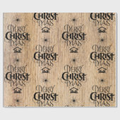 ウッドメリー素朴クリスマスウッドランドクリスチャン ラッピングペーパー (フラット)