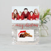 ウッドメリー素朴クリスマス雪片スクリプト 箔シーズンカード (立ち正面)