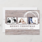 ウッドメリー素朴クリスマス3フォトコラージュ シーズンカード (正面)