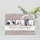 ウッドメリー素朴クリスマス3フォトコラージュ シーズンカード (スタンド正面)