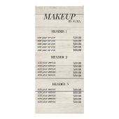 ウッドメ素朴ークアップアーティスト価格表テンプレート ラックカード (正面)