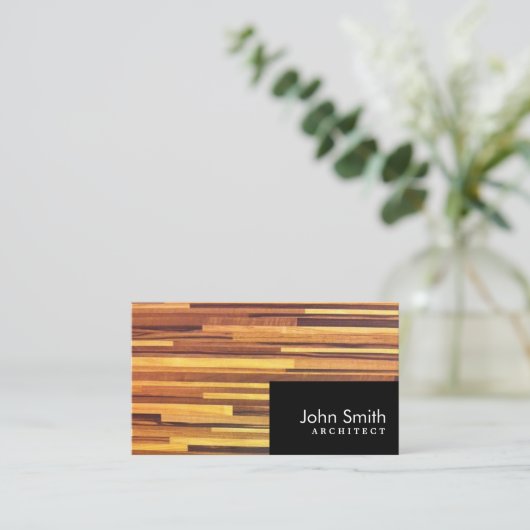 ウッドモダンストライプ建築家名刺 名刺 (スタンド正面)