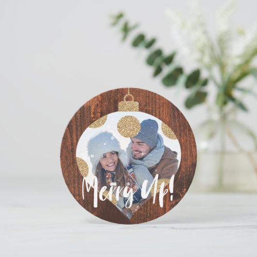 ウッドモダン水玉模様クリスマスオーナメント写真 (スタンド正面)