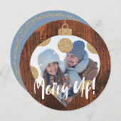 ウッドモダン水玉模様クリスマスオーナメント写真 (正面/裏面)