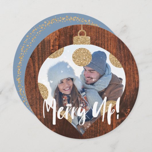 ウッドモダン水玉模様クリスマスオーナメント写真 (正面/裏面)