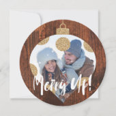 ウッドモダン水玉模様クリスマスオーナメント写真 (正面)