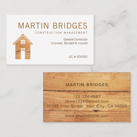 ウッドモダン総合建築名刺 名刺 (正面/裏面)