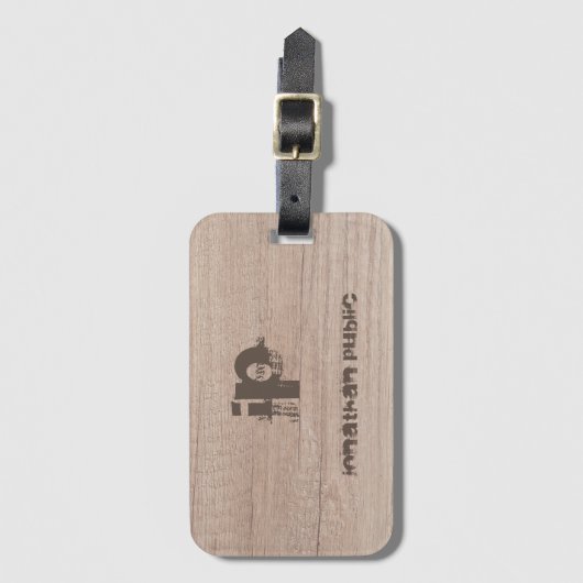 ウッドモノグラムのルックテンプレート動揺して文字 ラゲッジタグ (正面縦)