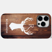 ウッドモノグラムイニシャル素朴ディアアントラー Case-Mate iPhoneケース (裏面 (横))
