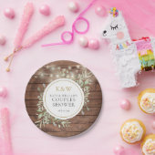 ウッドモノグラム素朴グリーンリーカップルのシャワー ペーパープレート (パーティー)