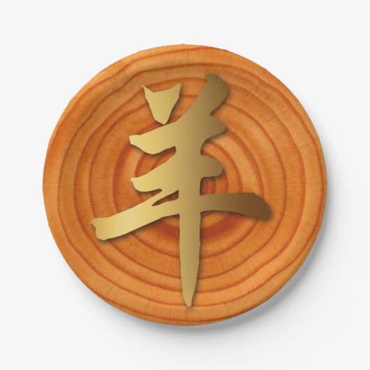 ウッドヤギ中国のラムイヤー〔占星術の〕十二宮図紙プレート ペーパープレート (正面)