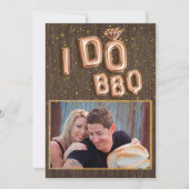 ウッドユニークゴールドフォイルバルーン文字I do BBQ Photo 招待状 (正面)