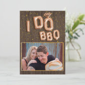 ウッドユニークゴールドフォイルバルーン文字I do BBQ Photo 招待状 (スタンド正面)