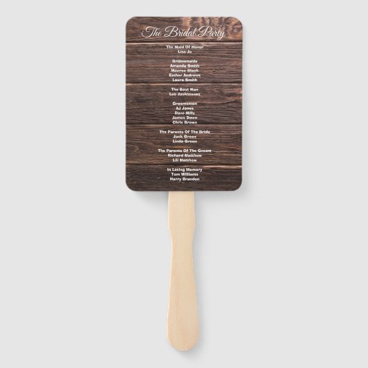 ウッドユニークバ素朴ン結婚式 プログラムハンドファン ハンドファン (裏面)