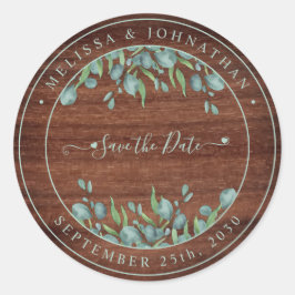 ウッドユ素朴ーカリプトゥスウェディングデイトクラスを保存 ラウンドシール