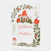 ウッドラお洒落キッシュルームフローラの赤ちゃんシャワー アクリルサイン (傾斜)