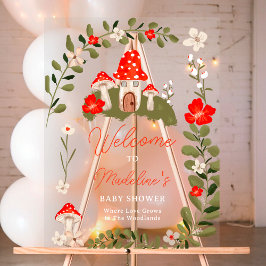 ウッドラお洒落キッシュルームフローラの赤ちゃんシャワー アクリルサイン