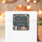 ウッドラお洒落キッシュルームフローラの赤ちゃんシャワー スクエアシール