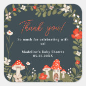 ウッドラお洒落キッシュルームフローラの赤ちゃんシャワー スクエアシール (正面)