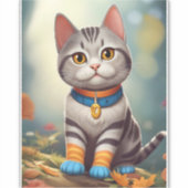 ウッドラお洒落ンドアメリカショートヘア シール (正面)