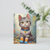 ウッドラお洒落ンドアメリカショートヘア ポストカード (スタンド正面)