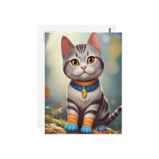 ウッドラお洒落ンドアメリカショートヘア ポストカード (正面/裏面インサイチュ)