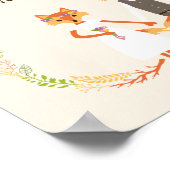 ウッドラお洒落ンドキツネ結婚アイボリー標識 ポスター (角)