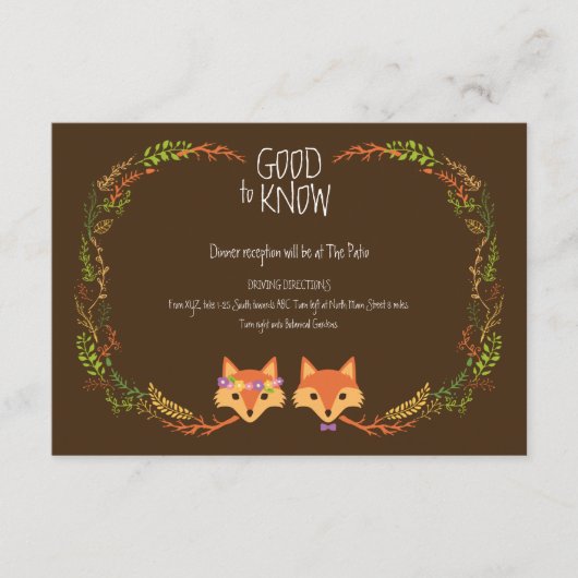 ウッドラお洒落ンドキツネ結婚ズ情報カード エンクロージャーカード (正面)