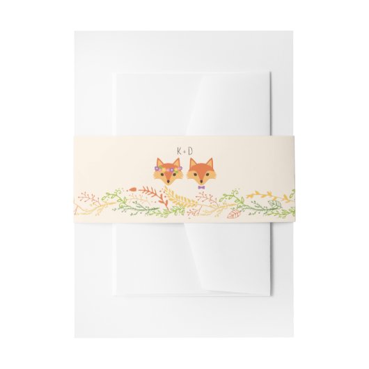 ウッドラお洒落ンドキツネ(アイボリー素朴結婚) 招待状ベリーバンド (正面例)