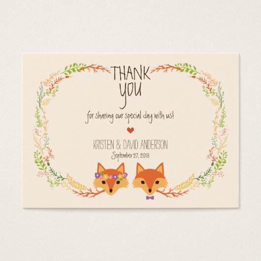 ウッドラお洒落ンドキツネ(アイボリー)ギフトラベル/カード (正面)