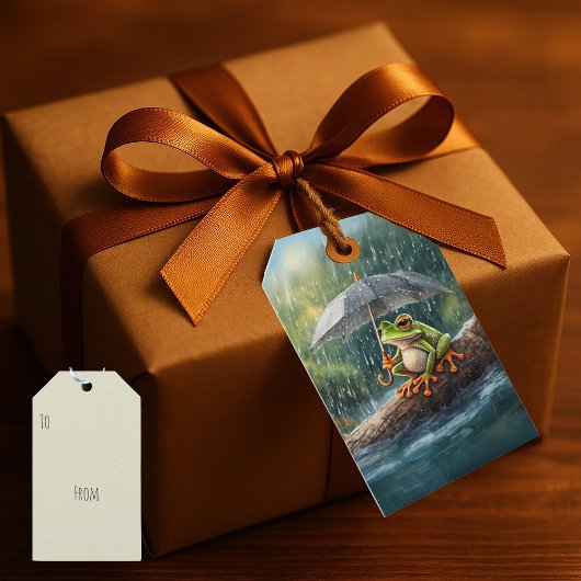 ウッドラお洒落ンドコテージコアフロッグバースデーパーティー ギフトタグ