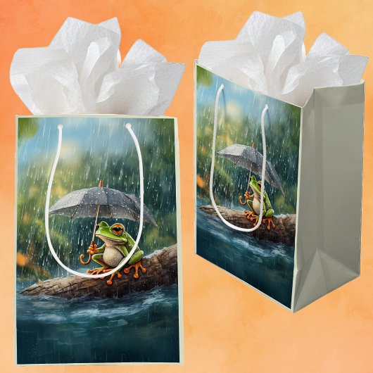 ウッドラお洒落ンドコテージコアフロッグバースデーパーティー ミディアムペーパーバッグ