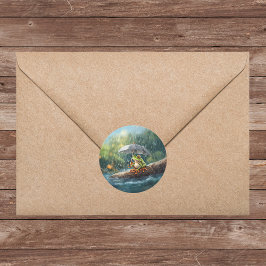 ウッドラお洒落ンドコテージコアフロッグバースデーパーティー ラウンドシール