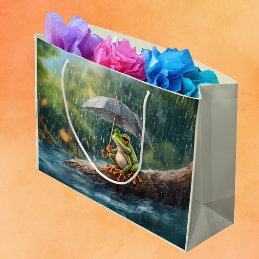 ウッドラお洒落ンドコテージコアフロッグバースデーパーティー ラージペーパーバッグ