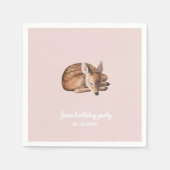 ウッドラお洒落ンドシカ誕生日ピンク スタンダードカクテルナプキン (正面)