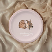 ウッドラお洒落ンドシカ誕生日ピンク ペーパープレート