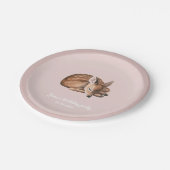 ウッドラお洒落ンドシカ誕生日ピンク ペーパープレート (アングル)