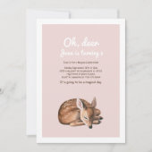 ウッドラお洒落ンドシカ誕生日 | ピンクと可愛らしい 招待状 (正面)