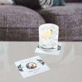 ウッドラお洒落ンドディアブルーフラワー離れズ スクエアペーパーコースター