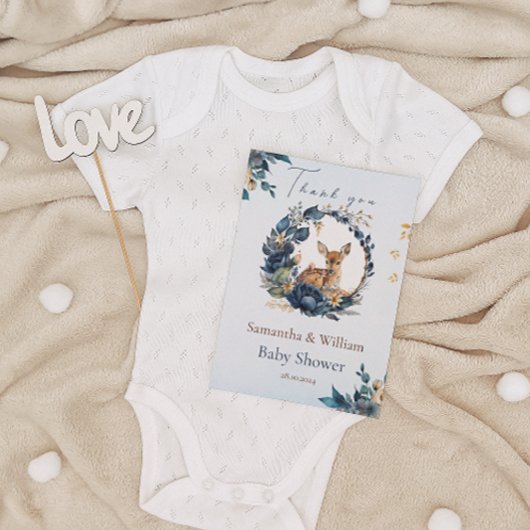 ウッドラお洒落ンドディアブルーフローラ離れズ サンキューカード