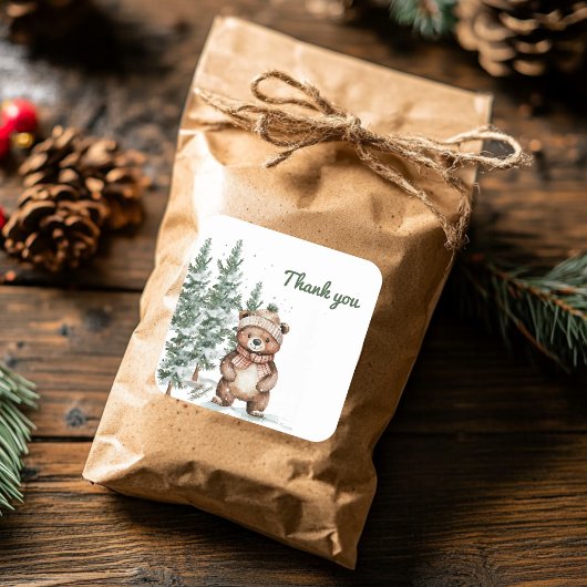 ウッドラお洒落ンドディア誕生日グリーンサンキュー スクエアシール