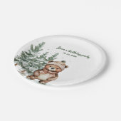 ウッドラお洒落ンドディア誕生日グリーン ペーパープレート (アングル)