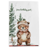 ウッドラお洒落ンドディア誕生日グリーン ミディアムペーパーバッグ (正面)