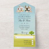 ウッドラお洒落ンドフォレストディア結婚ズ オールインワン招待状 (内側)