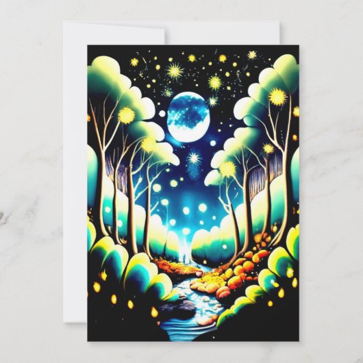 ウッドラお洒落ンドフォレストホタル誕生日 招待状 (裏面)