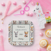 ウッドラお洒落ンドボホ誕生日名 ペーパープレート (パーティー)