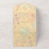 ウッドラお洒落ンドワイルドフラワーメドウ結婚ズ オールインワン招待状 (外側)