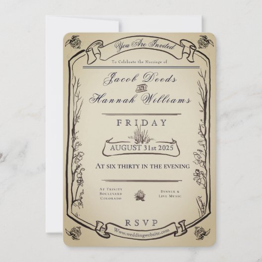 ウッドラお洒落ンドヴィンテージスタイル結婚式招待状 招待状 (正面)